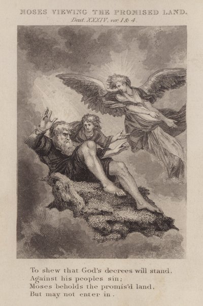 Moïse contemplant la terre promise, Deutéronome XXXIV, versets 1 et 4 - English School