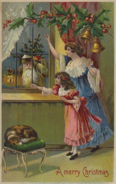 Mère et fille saluant le Père Noël - English School