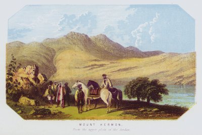 Mont Hermon, depuis la plaine supérieure du Jourdain (lithographie en couleur) - English School