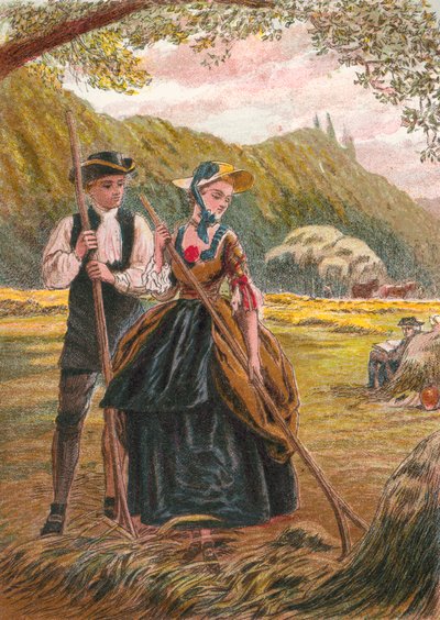 M. Burchell et Sophia dans le champ de foin - English School