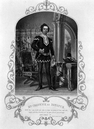 M. Creswick en Hotspur, Acte II Scène 3 de Henry IV (Partie I) d