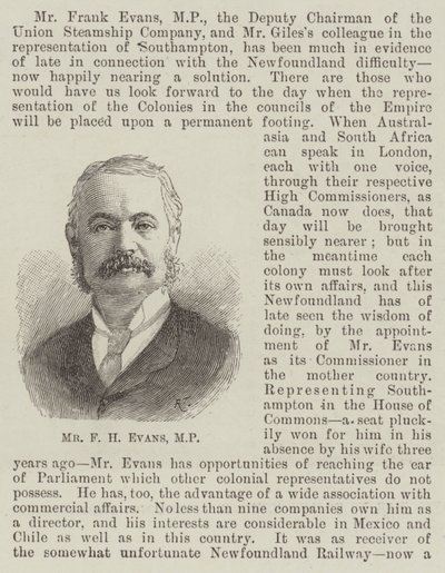 M. F H Evans, MP - English School