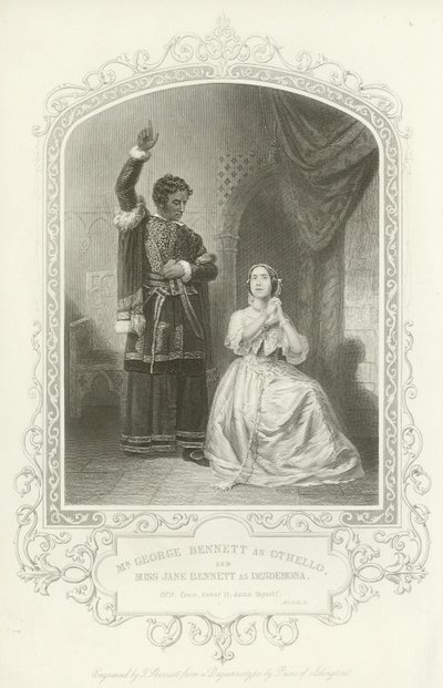 M. George Bennett comme Othello et Mlle Jane Bennett comme Desdemona, Othello, Acte IV, scène II - English School