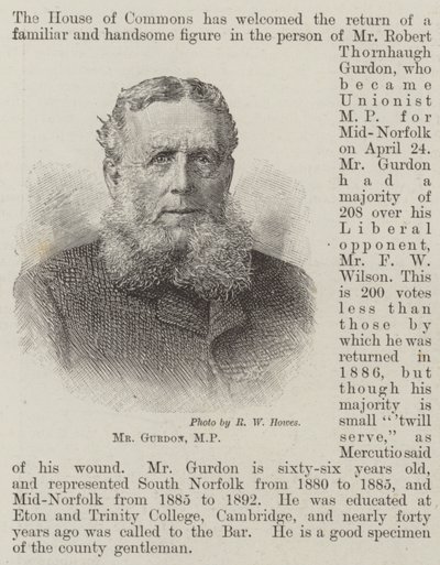 M. Gurdon, MP (gravure) - English School