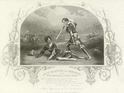 M. H Marston comme Hotspur et M. F Robinson comme Prince Henry, Le Roi Henri IV, Partie I - English School