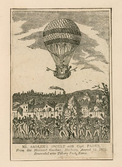 Ascension de M. Sadler avec le capitaine Paget depuis les Mermaid Gardens, Hackney - English School