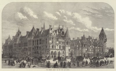 Le design de M. Street pour les nouveaux tribunaux (gravure) - English School