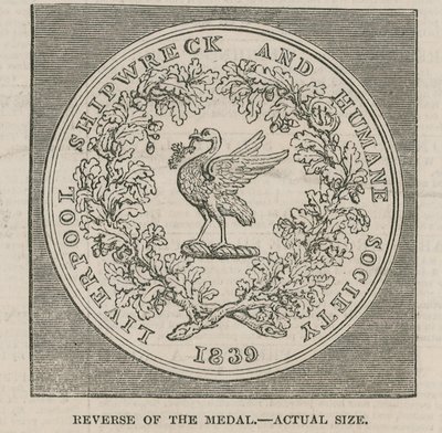 Conception de M. Wyon pour la médaille de la Liverpool Shipwreck and Humane Society - English School