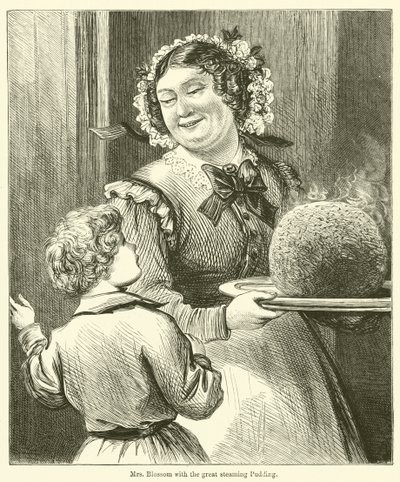 Mme Blossom avec le grand pudding fumant - English School