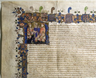 Ms.29410 Initiale historiée R représentant des chanoines mineurs de la Cathédrale Saint-Paul, détail de la Charte Royale d