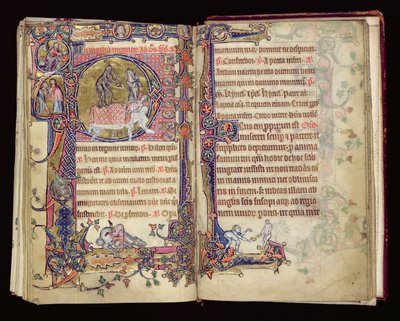 Ms 1-2005, ff.235v-236r : La Mort frappant, initiale historiée du Psautier de Macclesfield, Usage de Sarum, East Anglia, vers 1330 - English School