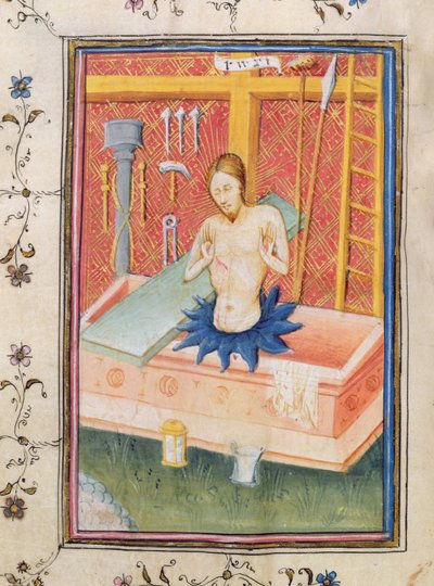 Ms 24 f.8 v. Christ avec les Instruments de la Passion, du Psautier de Knightley - English School