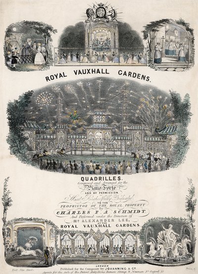 Partition musicale pour Royal Vauxhall Gardens Quadrilles par Charles F A Schmidt - English School