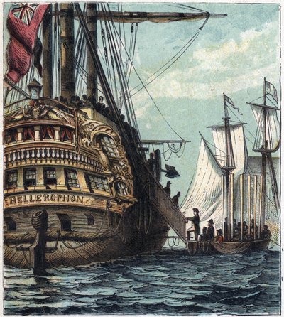 Napoléon Ier est livré aux Anglais. Embarquement de Napoléon pour Sainte-Hélène à bord du Bellerophon le 15 juillet - English School