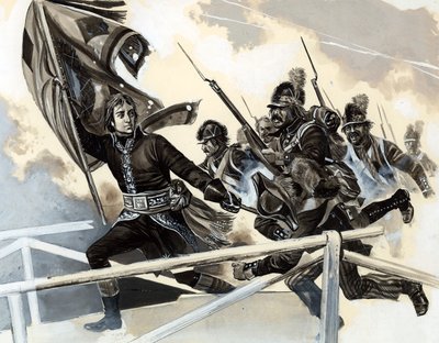 Napoléon menant son armée à travers le pont de Lodi - English School