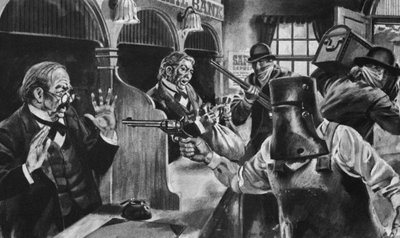 Ned Kelly braquant une banque - English School