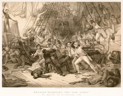 Nelson abordant le San Josef - English School