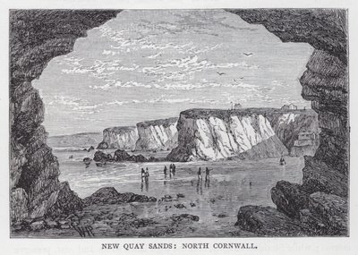 Plages de New Quay, nord de la Cornouailles (gravure) - English School