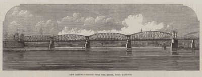 Nouveau Pont Ferroviaire sur le Rhin, près de Mayence (gravure) - English School