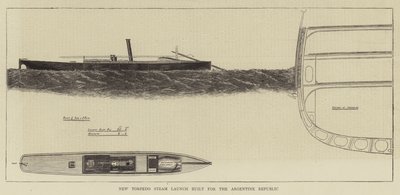 Nouveau lancement de torpille à vapeur construit pour la République Argentine (gravure) - English School