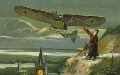 Carte de vœux du Nouvel An avec un avion - English School