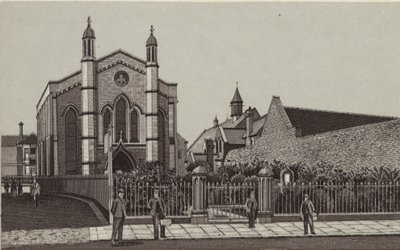 Newbury : Église et écoles wesleyennes (litho) - English School