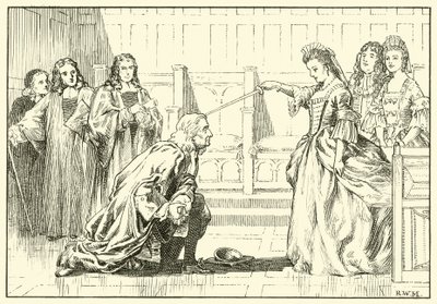 Newton anobli par la reine Anne - English School
