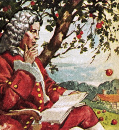 Newton regardant les pommes tomber - English School