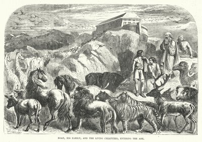 Noé, sa famille et les créatures vivantes entrant dans l