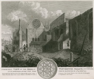 Vue nord-ouest de la salle du palais de Winchester telle qu