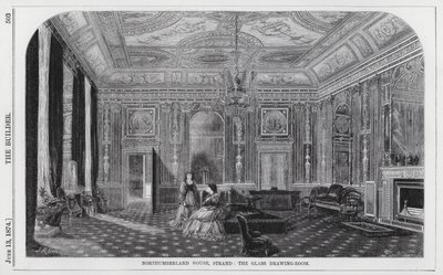 Northumberland House, Strand, le salon de dessin en verre (gravure) - English School