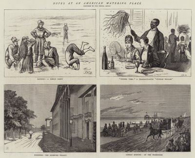 Notes dans une station balnéaire américaine (gravure) - English School