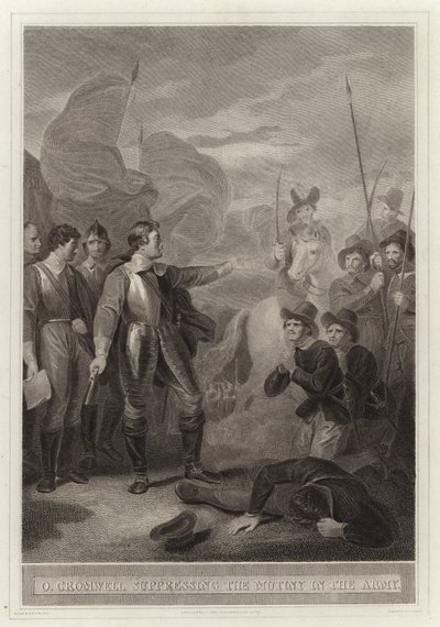 Cromwell réprimant la mutinerie dans l