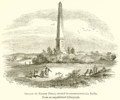 Obélisque sur le champ de Naseby; érigé pour commémorer la bataille - English School