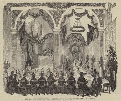 Hospitalité anglaise ancienne, dîner par un maître à ses hommes à Clifton - English School