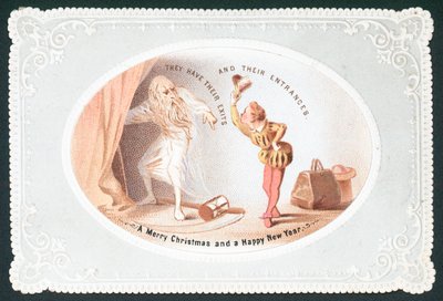 Le vieux père temps, carte de Noël - English School