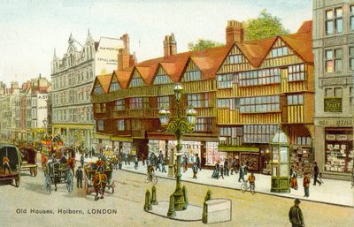 Vieille maison, Holborn, Londres (lithographie en couleur) - English School