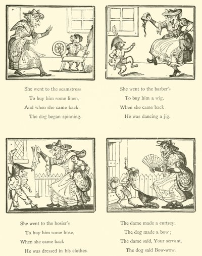 Vieille Mère Hubbard et son chien - English School