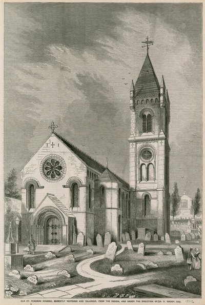 Vieille église St Pancras, Londres, récemment restaurée et agrandie - English School