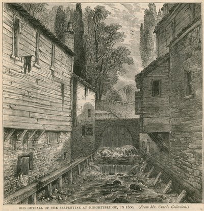 Ancien exutoire de la Serpentine à Knightsbridge en 1800 - English School
