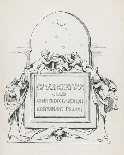 Dîner du Club Omar Khayyam, décembre 1911, au restaurant Paganis - English School