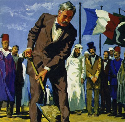 Le 25 avril 1859, de Lesseps a retourné la première pelletée de terre du canal de Suez - English School