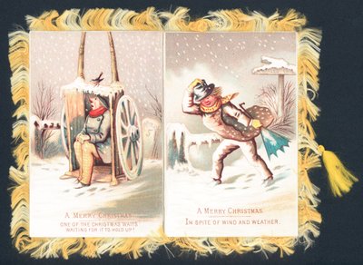 Un homme attendant, un homme marchant, carte de Noël - English School