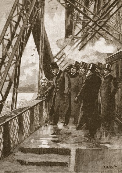 Ouverture du pont de Forth par le prince de Galles, 4 mars 1890, illustration de Cassells Illustrated History of England - English School