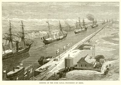 Ouverture du canal de Suez - Procession de navires - English School