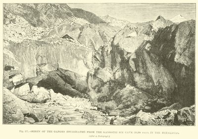 Origine du Gange (Bhagirathi) de la grotte de glace de Gangotri (3 140 mètres), dans l