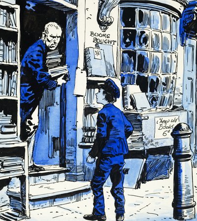 Garçon orphelin arrivant pour travailler à la librairie - English School