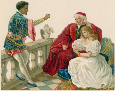 Othello parlant à Desdémone et à son père - English School