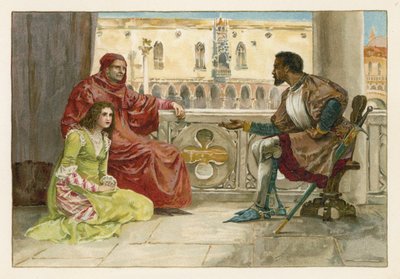 Othello parlant à Desdémone et à son père - English School