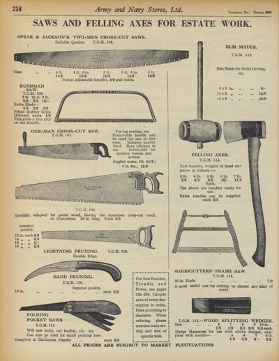 Page du catalogue des magasins Army and Navy - English School